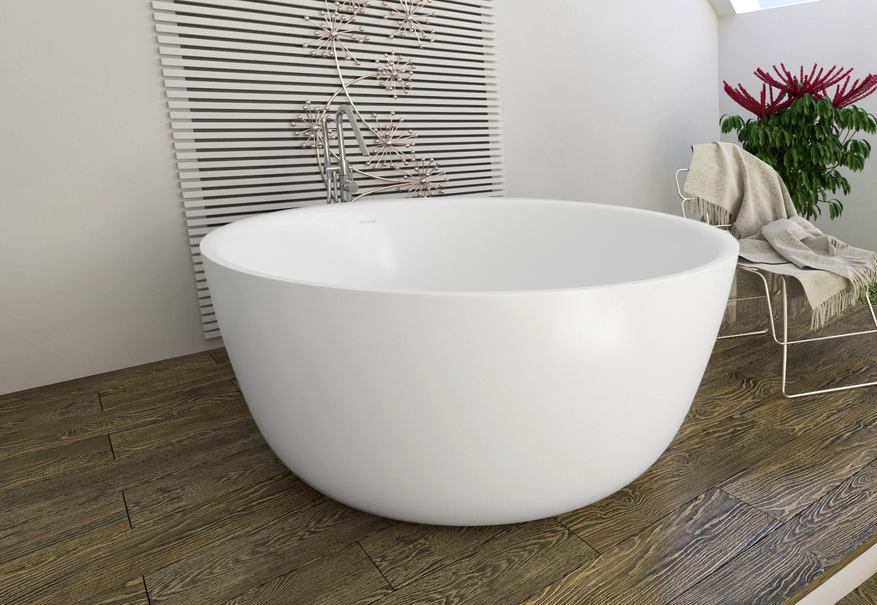 Aquatica Purescape™ 720m Round Freestanding Solid Surface Bathtub